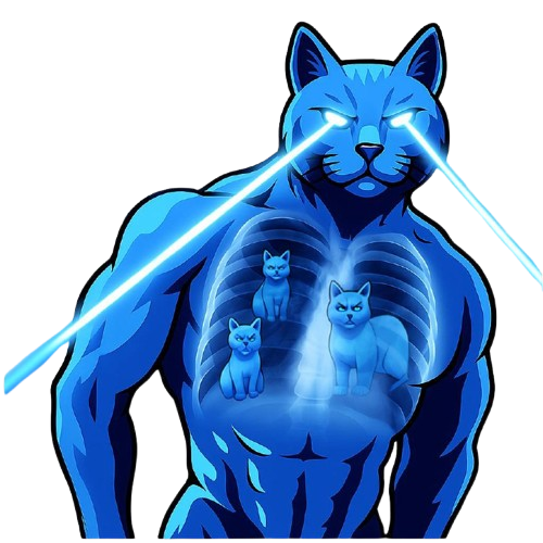 Hover to activate laser eyes! Glowing blue cat with laser eyes